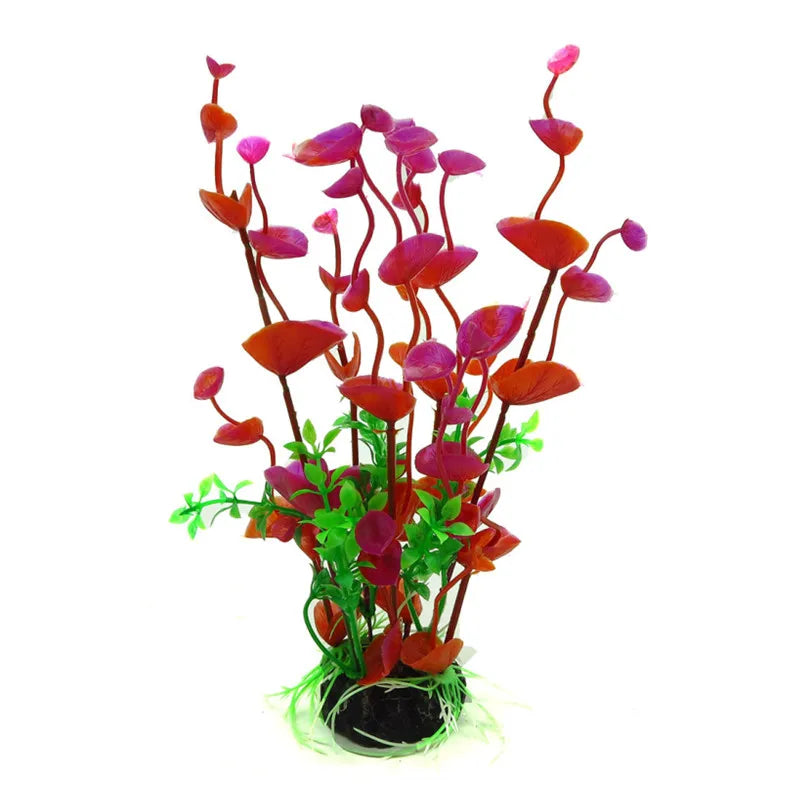 Purple Flower Artificial Fake Plastic Plant Artificial Aquarium Plant Fish Tank Accessories Decoration Ornament Underwater Plant