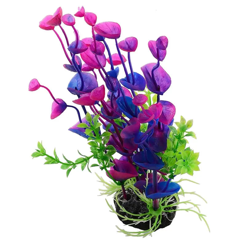Purple Flower Artificial Fake Plastic Plant Artificial Aquarium Plant Fish Tank Accessories Decoration Ornament Underwater Plant