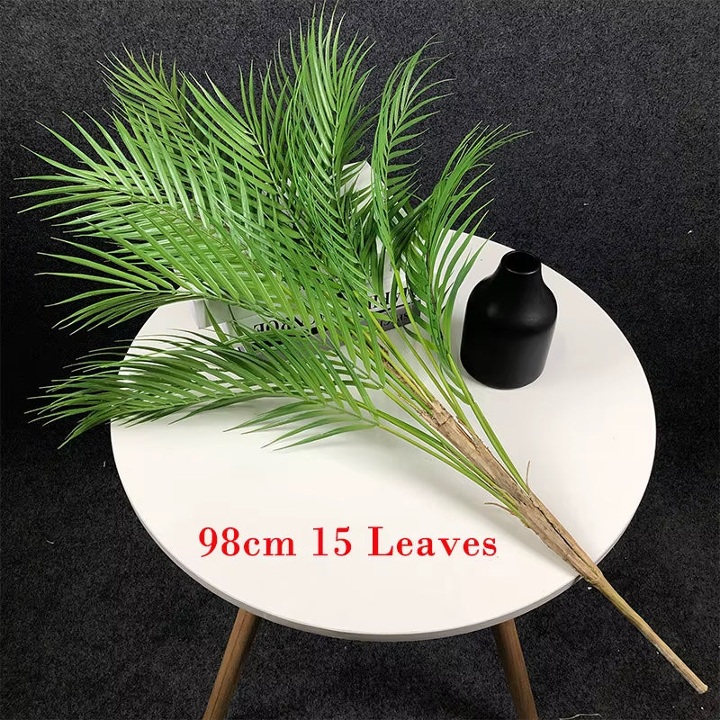 80-98Cm 15 Heads Fake Palm Plants Large Tropical Tree Artificial Palm Leafs Plastic Tall Monstera Branch for Home Garden Decor