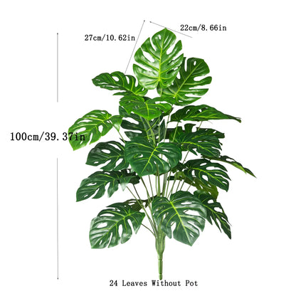 70-100Cm Artificial Monstera Tree Fake Palm Plants Plastic Turtle Leafs Tropical Landscape Plants for Home Garden Office Decor